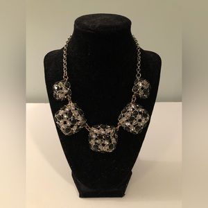 Black and Gold Square Jeweled Statement Necklace